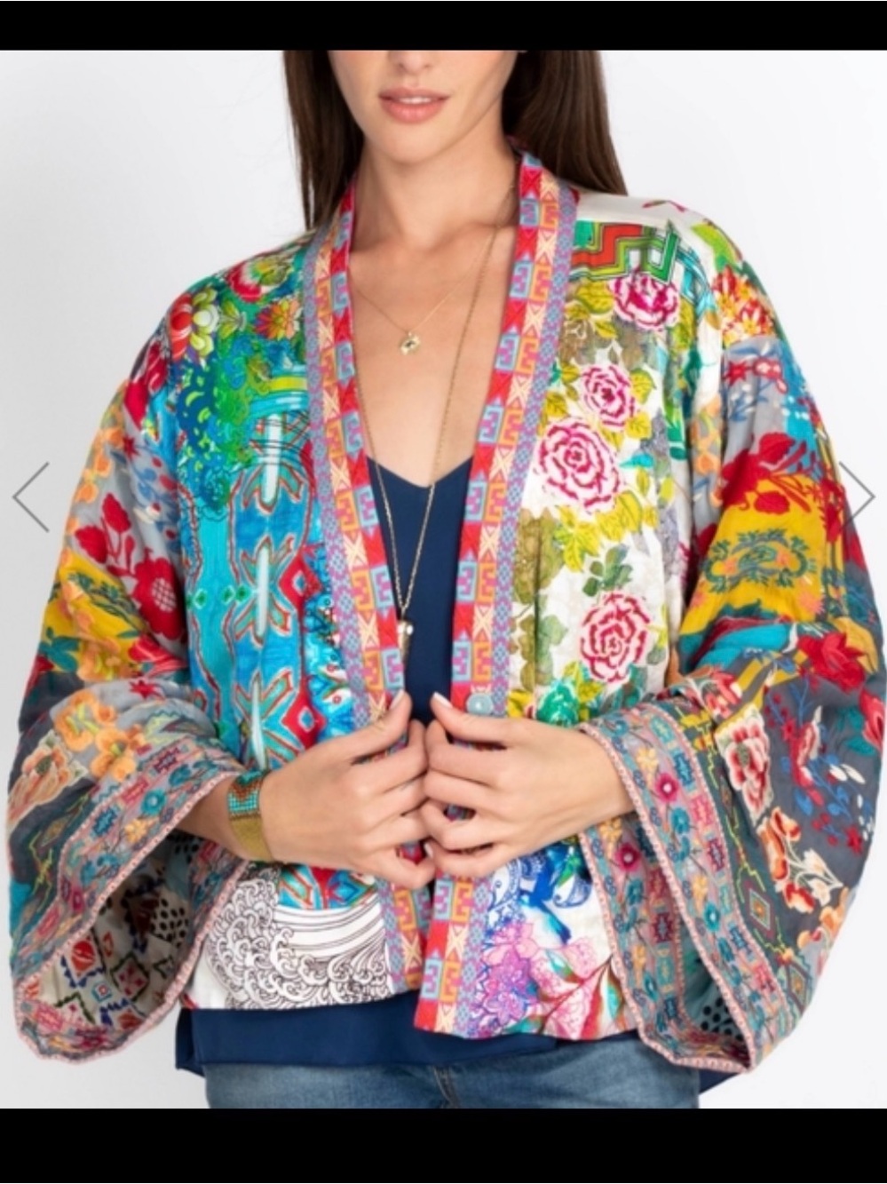 Johnny Was 100% silk REVERSIBLE kimono! Beautiful! One size. S-XL - Picture 5 of 5